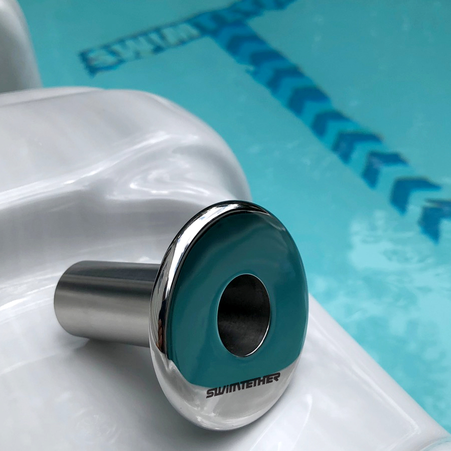 Swim Tether standard install base — 316 stainless steel with mirror finish