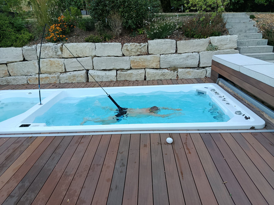 Benjamin's Swim Tether setup — Swim spa