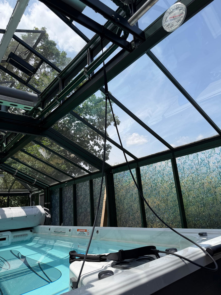 Mary's Swim Tether setup — Swim spa