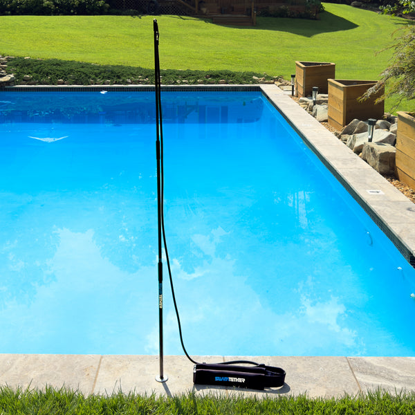 Swim Tether ST3 Tether System installed poolside